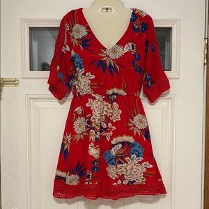 Short Floral Red Dress